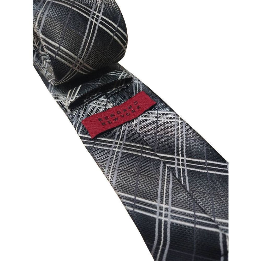 Bergamo New York Tie, Grey Plaid, 3" Wide